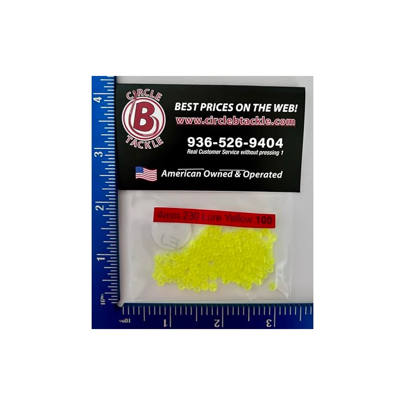Lure Yellow Round Plastic Beads - Made in USA -