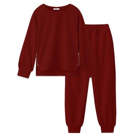 Arshiner Kids Girls 2 Piece Outfit Tracksuit Casual Pullover and High Waisted Sweatpants for Ages 5-12