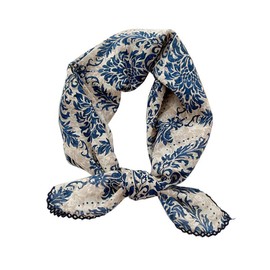 Pemilosci Large Cotton Bandana Headband, Head Wrap, Protective Coverage, Hair Neck Scarf for Women 28 x 28 inch (S02-Vine - Blue)