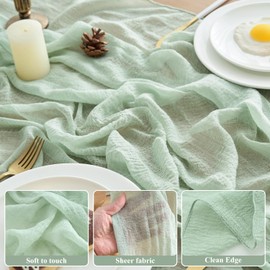 Putros Cheesecloth Table Runner Light Green St.Patrick's Day 10FT 4Pcs Boho Gauze Cheese Cloth Table Runners 120 Inches Rustic Sheer for Centerpiece Home Party Wedding Baby Shower Spring Easter Decor