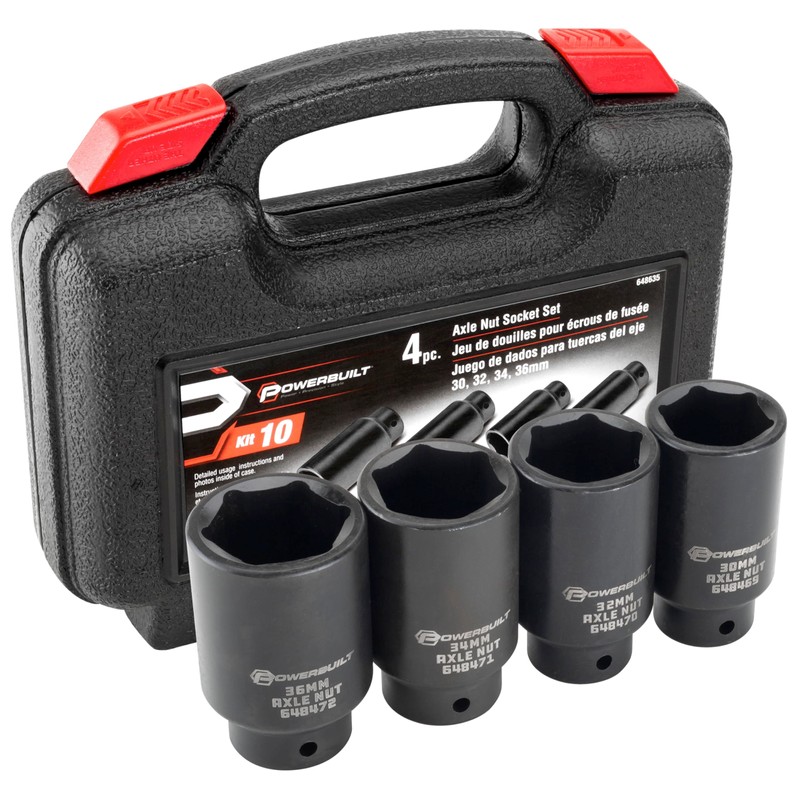 Powerbuilt 4 Piece Axle Nut Socket Set, 30mm 32mm 34mm