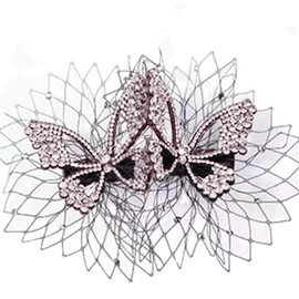 Elegant Crystal Butterfly Spring Clips,Women Girl mesh flank Hair Accessories Crystal drill Suitable for weddings and birthday dances (White, One size)