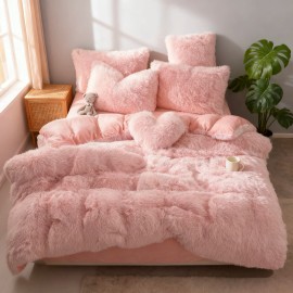 Nordic Minimalist Modern Style Pink Heart-shaped Plush Duvet Cover Set, Comfortable and Warm, INS Home Beddingsize: Love pillow, color: Pink