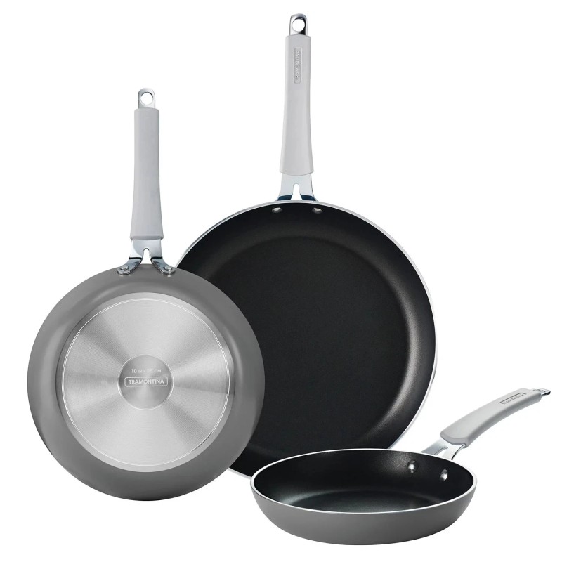 Tramontina 3-Pack Fry Pans with Nonstick Interior, Charcoal