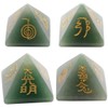 Shanxing Green Aventurine Crystal Pyramid,Healing Stone Engraved Reiki Symbols Decoration