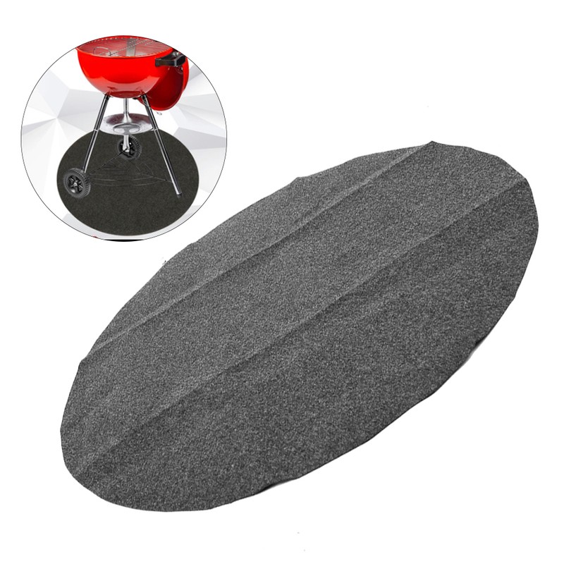 36in Round Shape Gary Barbecue Mat Oil Resistant BBQ Floor