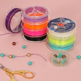 Stretch Magic Elastic Beading Cord – Color Assortment, 1mm in Diameter, 5-Meter Each (16.4 ft) - Easy to Knot, Strong & Stretchy String for Making Beaded Jewelry, 8pc