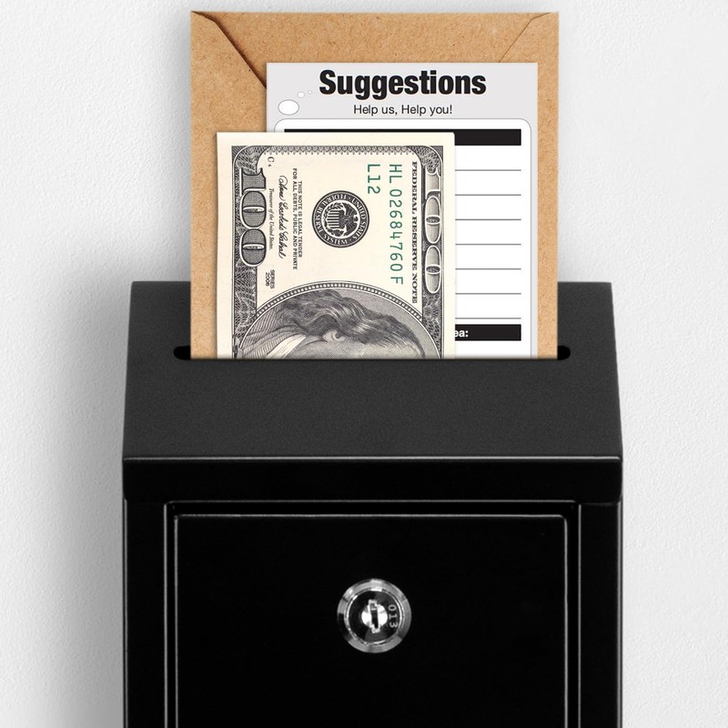 EIENHOSHI Metal Donation Box with Lock, Wall Mounted, Suggestion Box