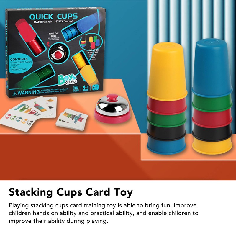 Stacking Cups Card Games Toy Early Educational Training Colorful Interactive
