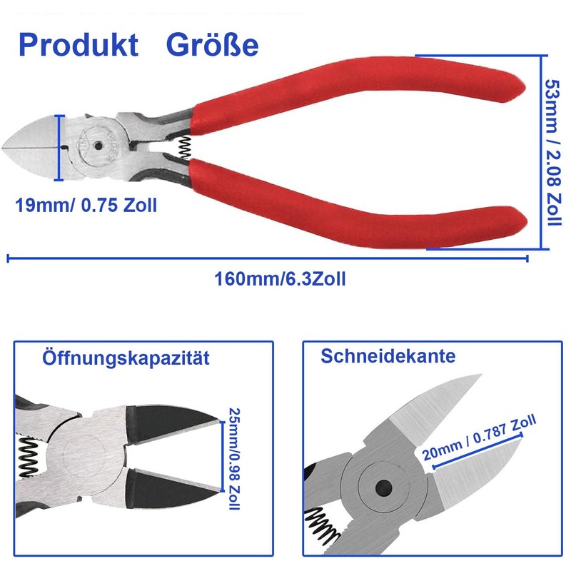 KEWAYO Side Cutters, Small, Wire Flush Cutter, 6 Inch Electronic