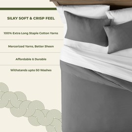 Mayfair Linen Oversized King Duvet Cover, 600 Thread Count Sateen 3 Pc Egyptian Cotton Duvet Cover Set, 100% Pure Cotton Comforter Cover, 2 Pillow Shams, Zipper Closure, 7 Corner Ties - (Dark Grey)