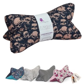 Leseknochen Nackenkissen Farbenfroh bequem und waschbar! Handgestopft und genäht in Deutschland - Nutzbar als Nackenrolle Kissen Nackenrolle (Skulls allover)