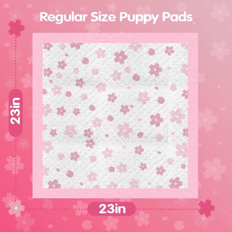 Pink Puppy Pads, Absorbent 23"x 23" 50 Count Cute Dog