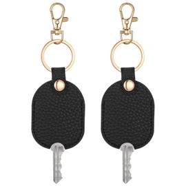 Wanmu 2 Pcs Black Leather Key Sleeve, Broken Key Loop Replacement, Rubber Key Covers, Keychain Protector, Car Keys Cover for Car, Room & Women/Men
