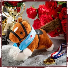Blueweenly Large 9 Inches Derby Stuffed Horse Derby Day Gift Party Souvenir for Women Men Horse Lovers Party Supplies