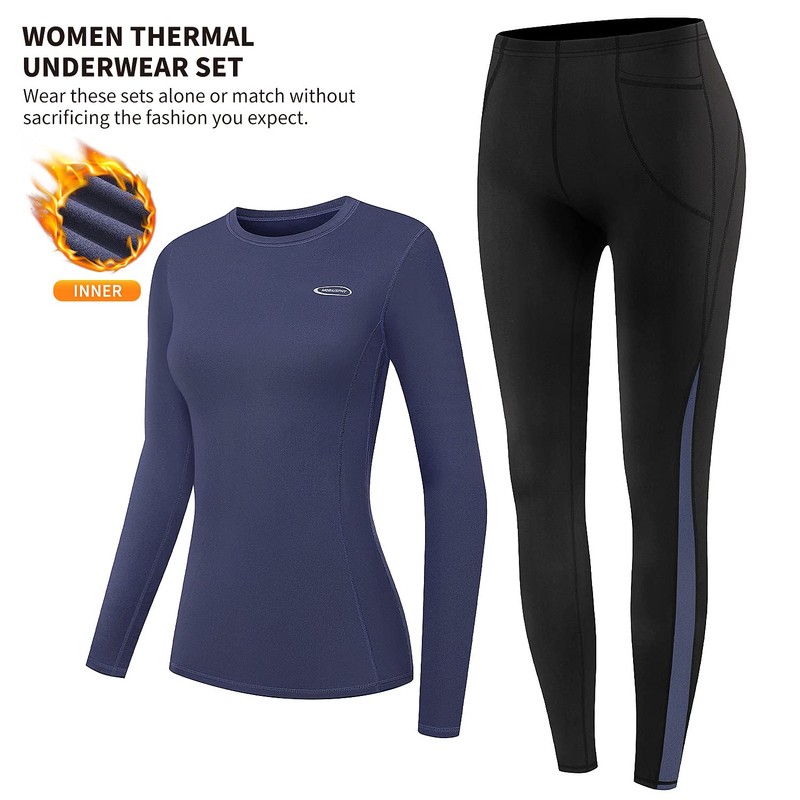 HiZiTi Ropa interior térmica para mujer, conjunto de pantalones largos