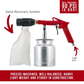 TCP Global Sand Blaster Gun Kit with Recovery System, Air Compressor Sandblaster Tool, Abrasive Included - for Cleaning Metal, Wood, Surface Prep, Rust Removal