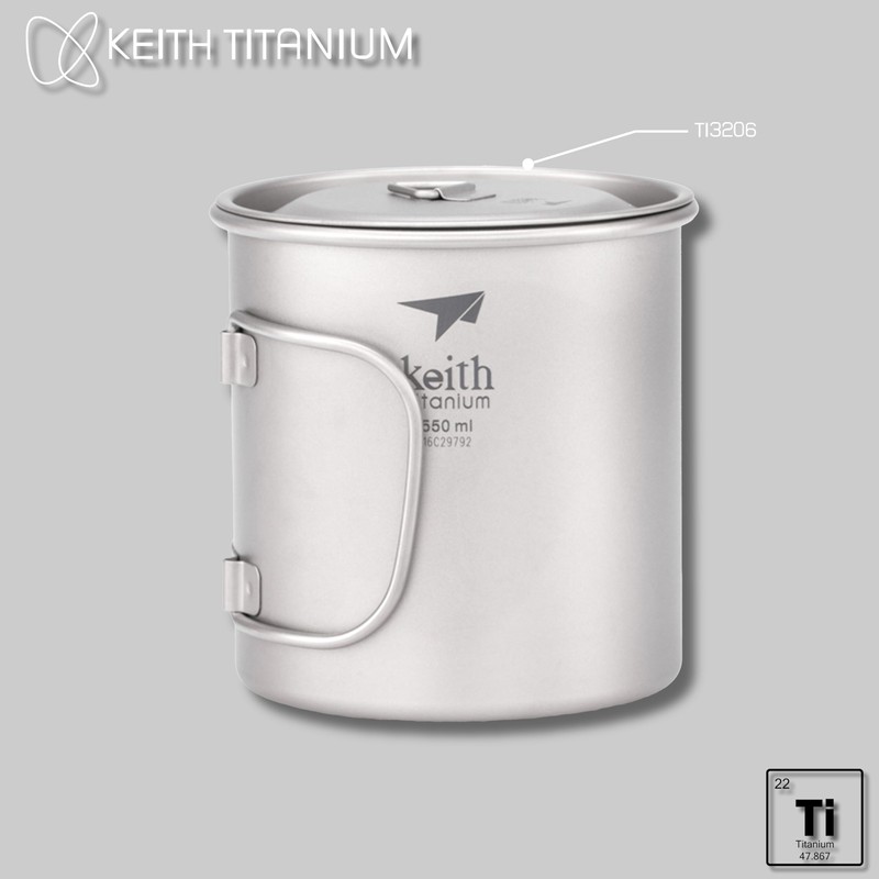 Keith titanium cup with double layers and lid Ti3206