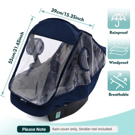 Infant Car Seat Weather Shield,Universal Rain Cover for Car Seat,Ventilation Holes,DustProof Windproof Waterproof (Dark-blue)