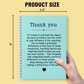 QYUVK Thank You Blue Hardcover 160 Pages Spiral Notebooks, Funny Thank You Gifts for Women Men Coworkers Leader Mentor, Appreciation Gifts for Employees, Thanksgiving Gifts for Colleagues Leaders