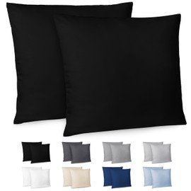 Dreamzie Cushion Cover 60 x 60 cm, Set of 2 - Pillowcases 60 x 60 cm, Black with Soft Microfibre Zip, 60 x 60 cm Pillow Cover