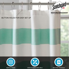 Madison Park MP70-1485 Spa Waffle Shower Curtain 72x72 Aqua,72x72