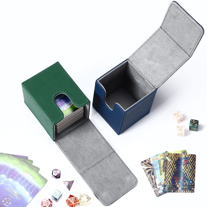 Weewooday 2 Boxes Leather Deck Card Boxes Large Size Fit