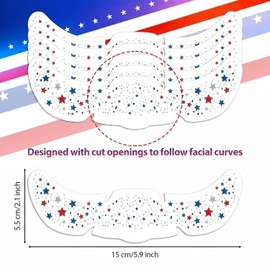 4th of July Glitter Freckle Tattoos 10Pcs Red White and Blue Star Face Tattoos Waterproof Patriotic Face Stickers for Memorial Day USA 250 Independence Day Party Supplies