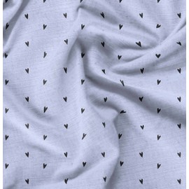 Soimoi Blue Cotton Duck Fabric Black Heart Fabric Prints by Yard 56 Inch Wide