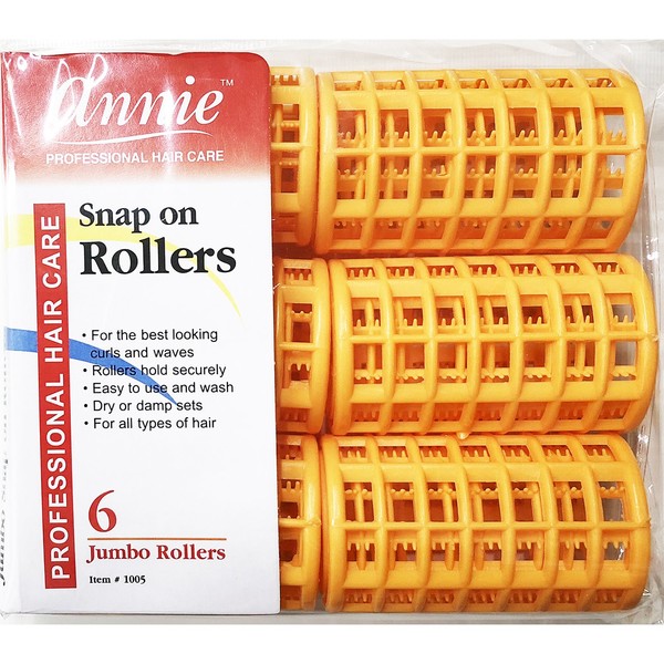 Annie Snap on Rollers #1005, 6 Count Orange Jumbo 1-1/2 Inch (5 Pack)