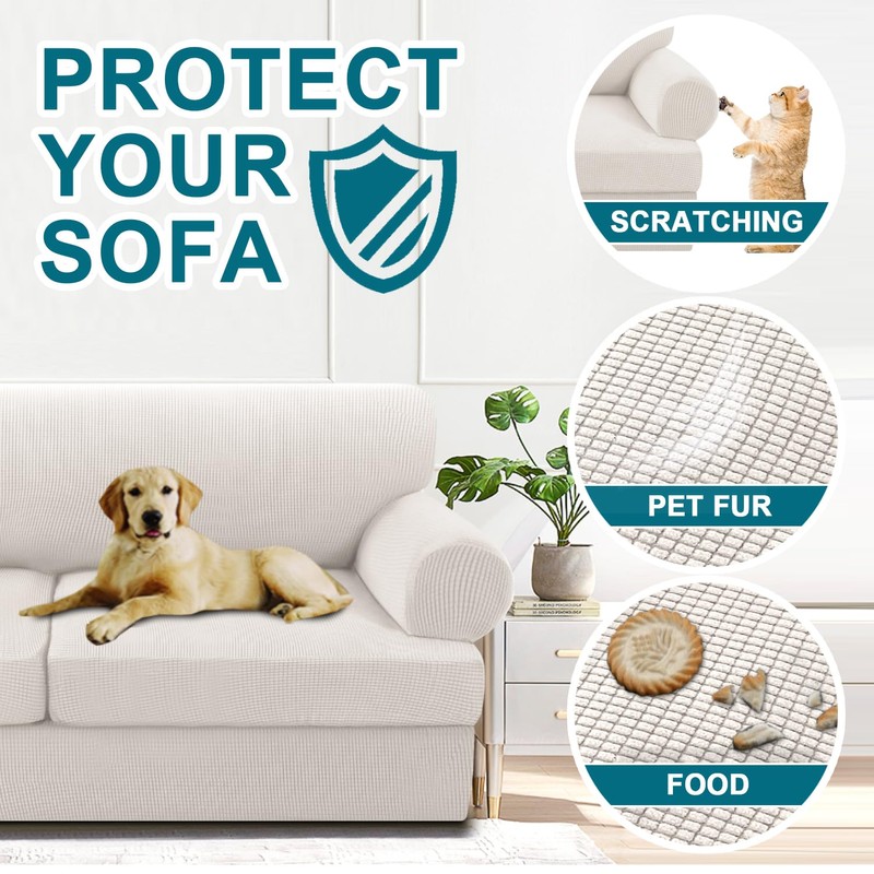 Turquoize 4 Piece T Cushion Sofa Slipcovers Stretch Couch Cover