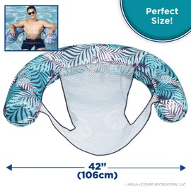 Aqua Supreme Oversized Inflatable Pool Noodle Chair – Soft Mesh Sling-Floating Chair Noodle Float – Blue Fern