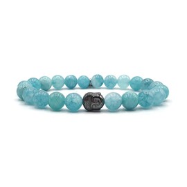 KARDINAL WEIST Buddha Aquamarine Bracelet, Gemstone Beads, Power Stone Jewellery for Men and Women, Chakra - Lucky Charm - Friendship, Aquamarine