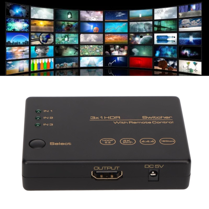 4K HD Switcher 3 in 1 Out 4K 60Hz HDR