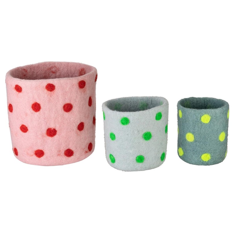 Maharanis Fairtrade Felt Storage Organiser Planters Set of 3