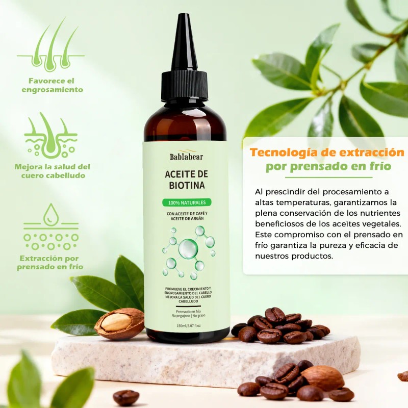 Aceite De Biotina Natural 150ml Crecimiento Del Cabello