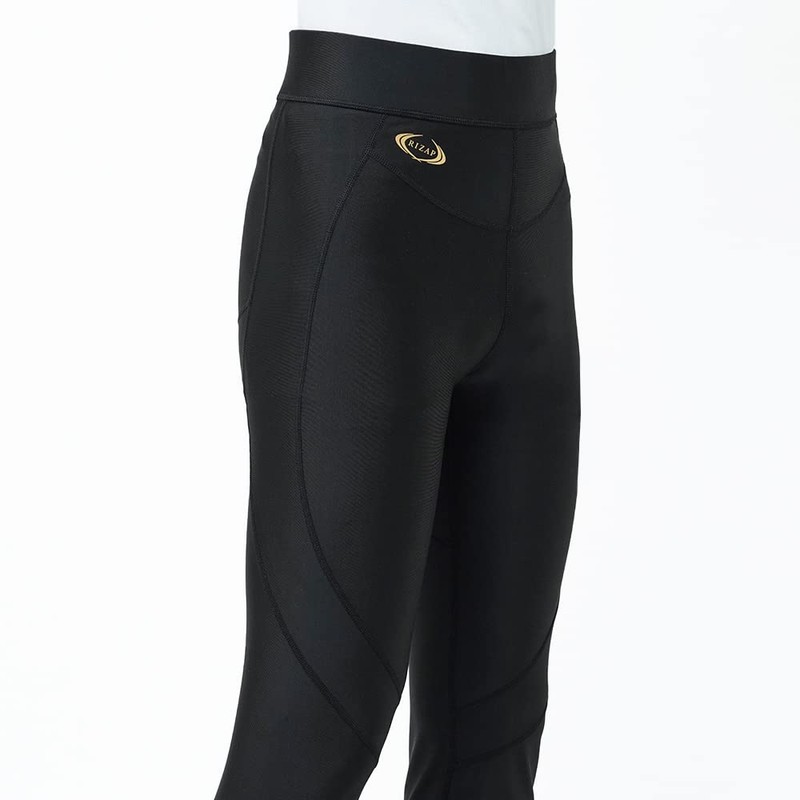 Gunze RIZAP Men's Compression Leggings, Hip Lifting, 10/4 Length, Black