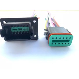 Deutsch 6" Black Assembled Flange  Deutsch 2,3,4,6,8,12 Pin,14 AWG  waterproof connector - 12Pin