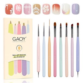 GAOY 8 pinceles de uñas para arte de uñas, herramientas de diseño de uñas para pintura de detalles de uñas, delineador francés y bolígrafos de puntos 