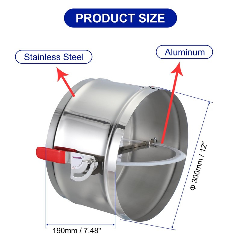 PATIKIL HVAC Duct Manual Volume Backdraft Damper, 12 Inch, Airflow