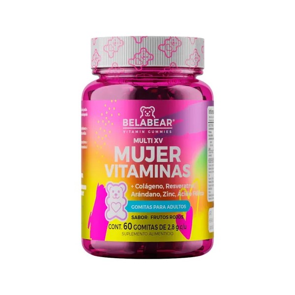 Belabear Multivitaminico P/mujeres 60pz Cereza Solanum Sabor Frutos rojos