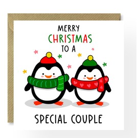 Special Couple Christmas Card, Penguin Christmas Card for a Special Couple, for Engaged Couple, for Husband and Wife, Girlfriend Boyfriend, for Engaged Couple