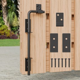 DJSUNPACKING 12" Heavy Duty Cane Bolt Gate Drop Rod with Black Finish-Steel Gate Ground Latch Designed for Wood Metal Vinyl Gates or Double Doors Fence Applications-1 Pack