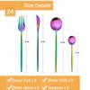 Dnalrhoi 24-Piece Korean Silverware Set Rainbow Forks and Spoons Set