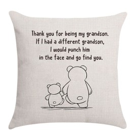 Aocaso Grandson Gifts from Grandma Grandad, Grandson Cushion Cover Pillowcase Throw Pillow Cover Grandson Birthday Gifts (than you for being my grandson)