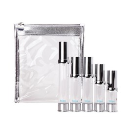 Bliss Travel Bottles Set - Airless Pump Bottle Containers, Perfume Atomizer Mini Spray Bottles, and Leakproof Travel Size Containers for Skincare, Lotions, and Liquids, Silver