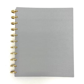 Talia Discbound Notebooks, Planner, Customizable, With 1" Gold Discs (Cool Gray, Letter (8.5in x 11in))