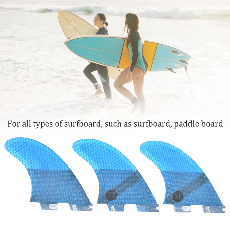 Fiberglass FCS2 Stylish Convenient Blue Surfboard Tail Fin Flexible Stable
