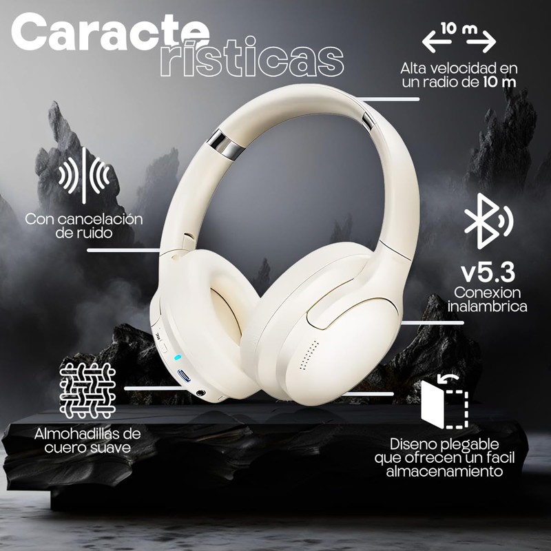 ROMBICA Audífonos inalámbricos on-Ear M11 ANC con cancelacion de Ruido