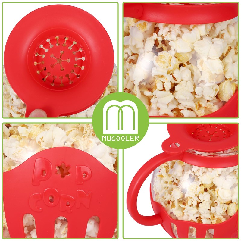 MMUGOOLER Glass Microwave Popcorn Popper, 2.25QT Original Popcorn Jar with